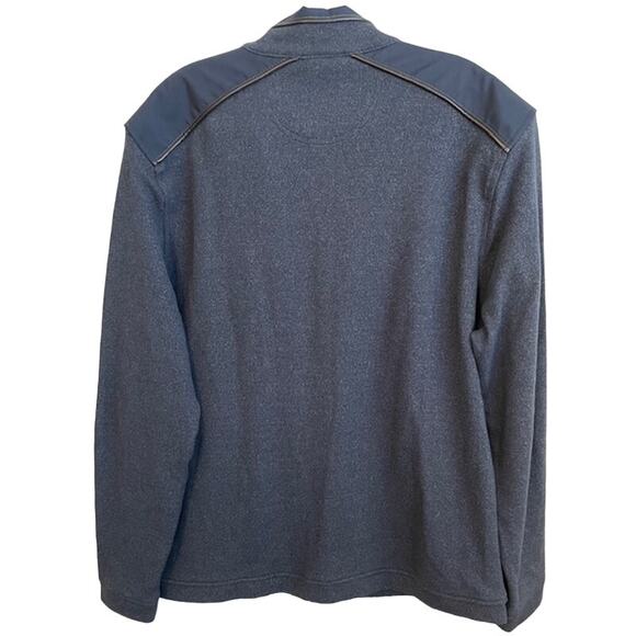 Johnston & Murphy men's navy shoulder yoke full zip jacket. - Picture 3 of 6